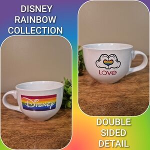 DISNEY Pride Rainbow Love Heart Mickey Mouse Hands Large Ceramic Mug